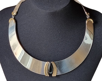 Puig Doria Sterling Choker, Modernist 925 Sterling Silver Necklace, Barcelona Jewelry, 80s Vintage Choker, antique and vintage Jewelry.