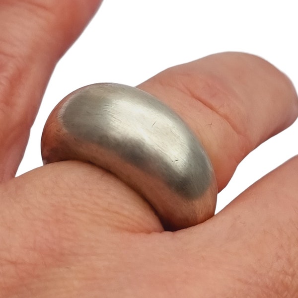 Brutalist silver ring, matte finish, gifts for women, handmade, artisan jewelry, antique and vintage jewelry.