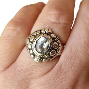 Art deco ring. Blue ring. Silver ring. Aquamarine simile. Art Deco. Circa 1960. Antique & vintage jewelry.