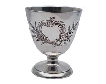 Vintage French Christofle Egg Cup, silver plated, antique cookware, Victorian inspired, floral engraving, gifts for collectors.
