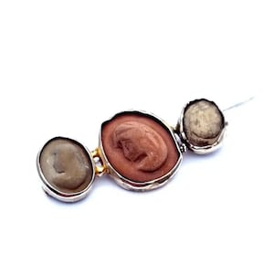 Victorian Lava Cameo Brooch. Circa XIX. Antique and vintage jewelry.