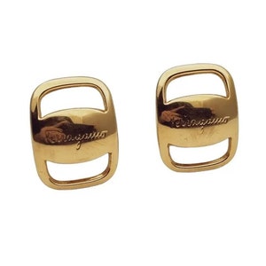 Salvatore Ferragamo Earrings, Ferragamo earrings Vera Gold, Woman Authentic- Vintage Ferragamo, Circa XX. Antique and vintage jewelry.