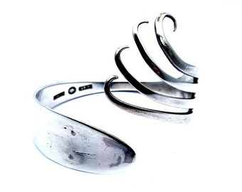 Antique silver fork bracelet. Rovira Sanosa silverware. Barcelona. Circa 1940. Antique & vintage jewelry.