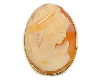 Carved shell cameo pendan, Antique Brooch for women, Hand carved, SXX. Silver 800, gifts for collectors, Antique & vintage jewelry.