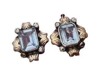 Boucle d'oreille art déco bleue, boucles d'oreilles art déco en argent, vintage art déco, boucles d'oreilles art déco pour femmes, idées cadeaux pour femmes, bijoux anciens et vintage.