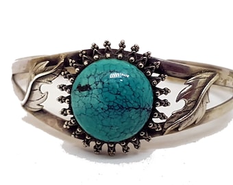 Jewel gift. Antique /& vintage jewelry Circa 1980 Silver bracelet rigid