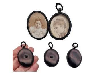 Victorian medallion pendant, black mourning jewelry, antique medallion, gifts for women, special for collector, antique and vintage jewelry.