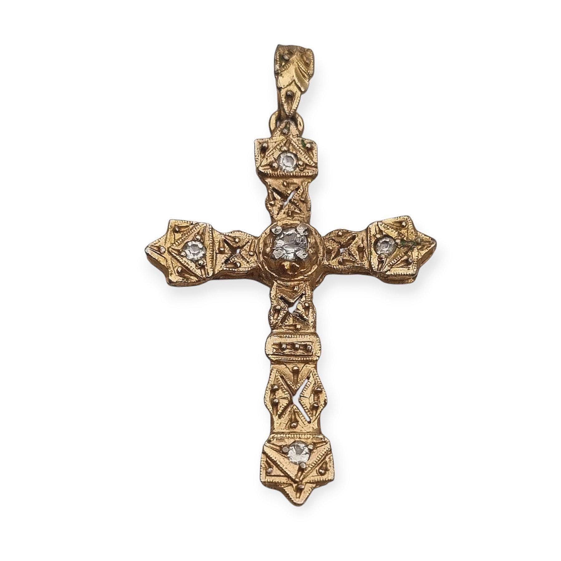 Vieux Pendentif Médaille Art Déco – Plaqué Or – Breloque Vintage Chic