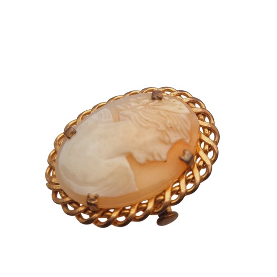 Antique Carved Shell Cameo Brooch for Women, Hand… - image 3