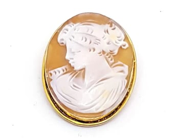 Victorian cameo. Antique cameo. Carved shell cameo, Cameo pendant in carved shell. Brooch. SXX. Antique jewelry.Antique & vintage jewelry.