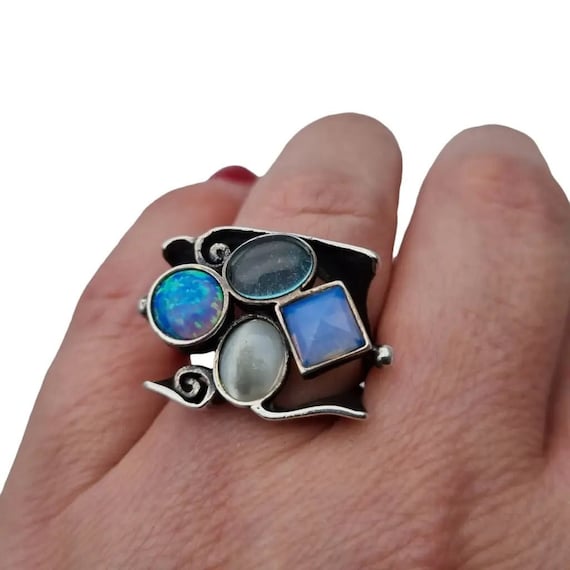 Buy Original Vintage Silver Ring for Women. Silver Enameled Colorful  Decorated Domed Ring for Ladies. Online in India - Etsy