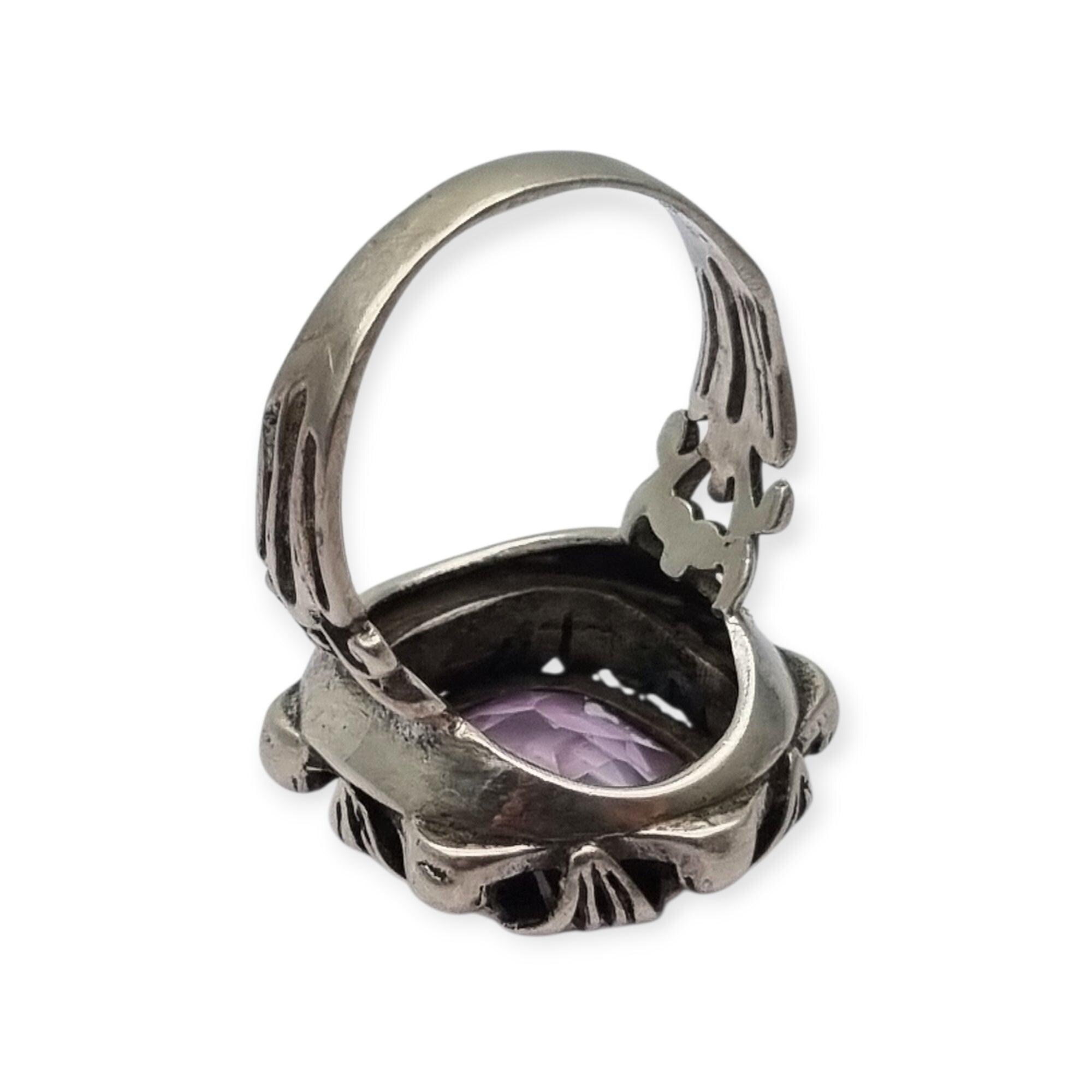 Silver Collector Rings Art Deco Style Ring in Openwork Silver With Violet Crystal, Circa 1960 ...