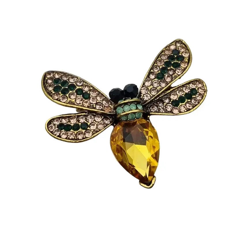 Costume jewelery bee brooch, yellow and green pin, Circa 2000, Antique and vintage jewelry. image 2