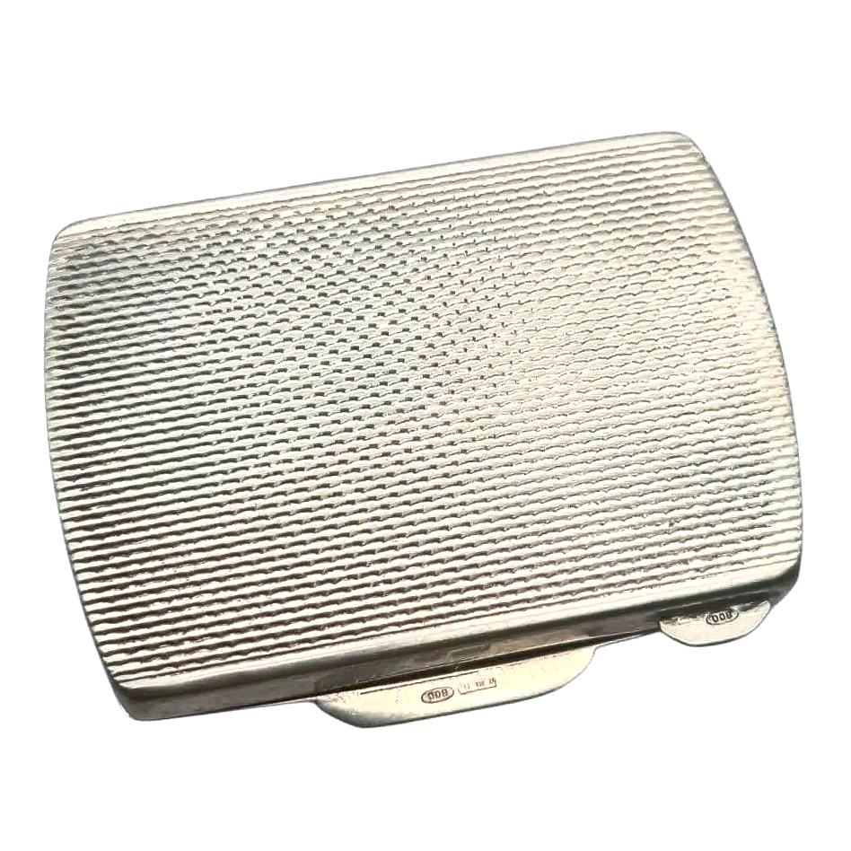 Italian 800 silver case with guilloché decoration, classic style, 80s-90s. Retro gifts for collectors, Antique and Vintage jewelry.