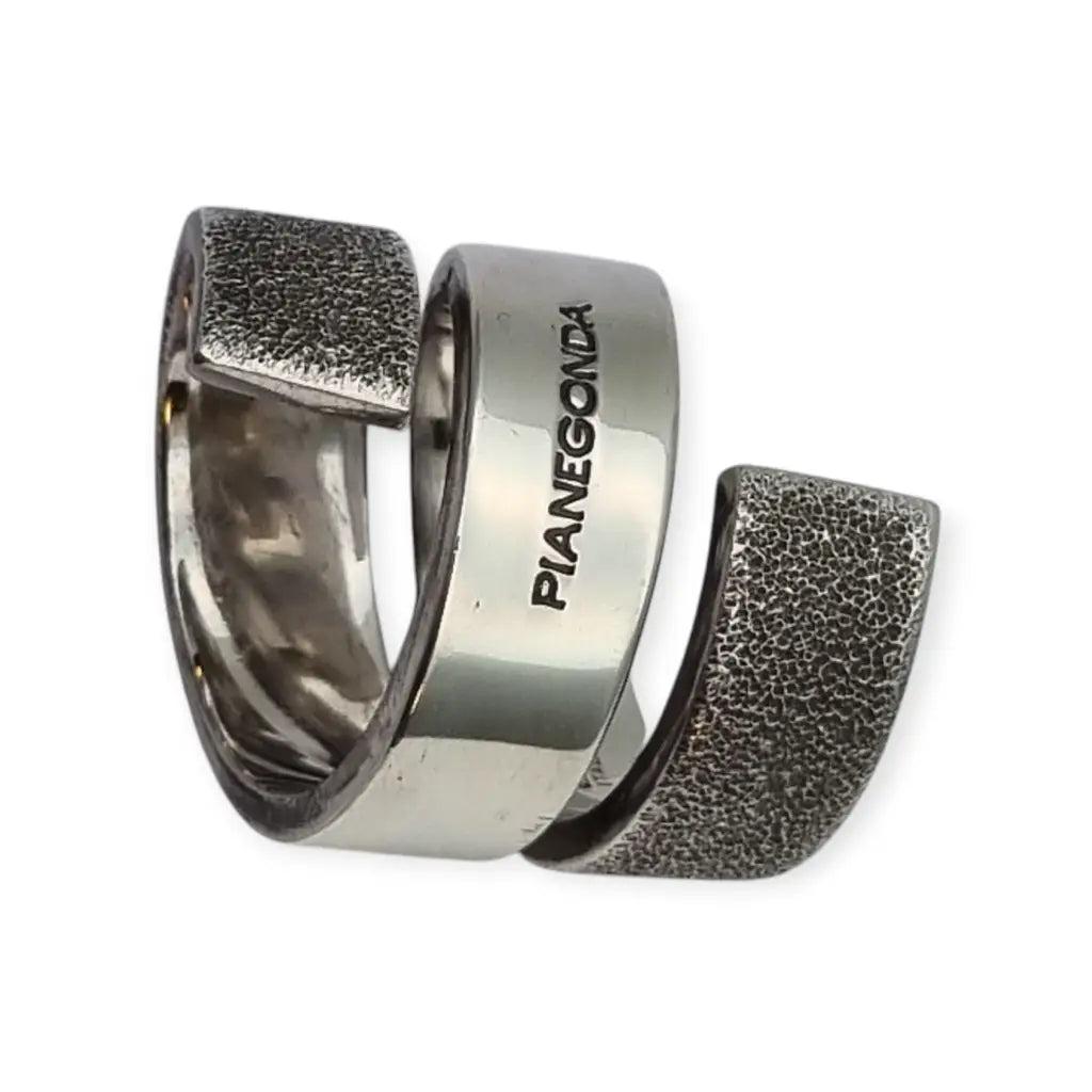 Pianegonda 925 Silver Ring, Italian Avant-garde Textured Jewelry