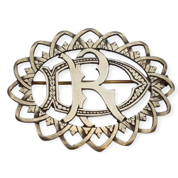Antique brooch with openwork initials "DR" or "RD… - image 1