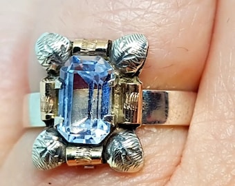 Art deco ring, silver ring for women, blue jewelry, art deco jewelry antique, gifts for her, antique and vintage jewelry.