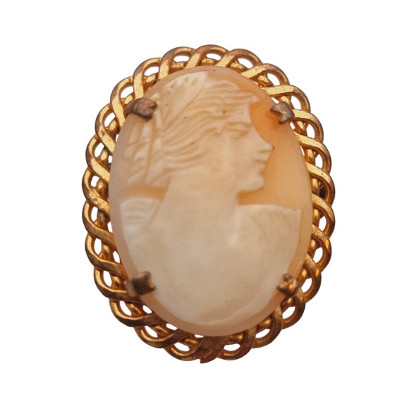 Antique Carved Shell Cameo Brooch for Women, Hand… - image 1