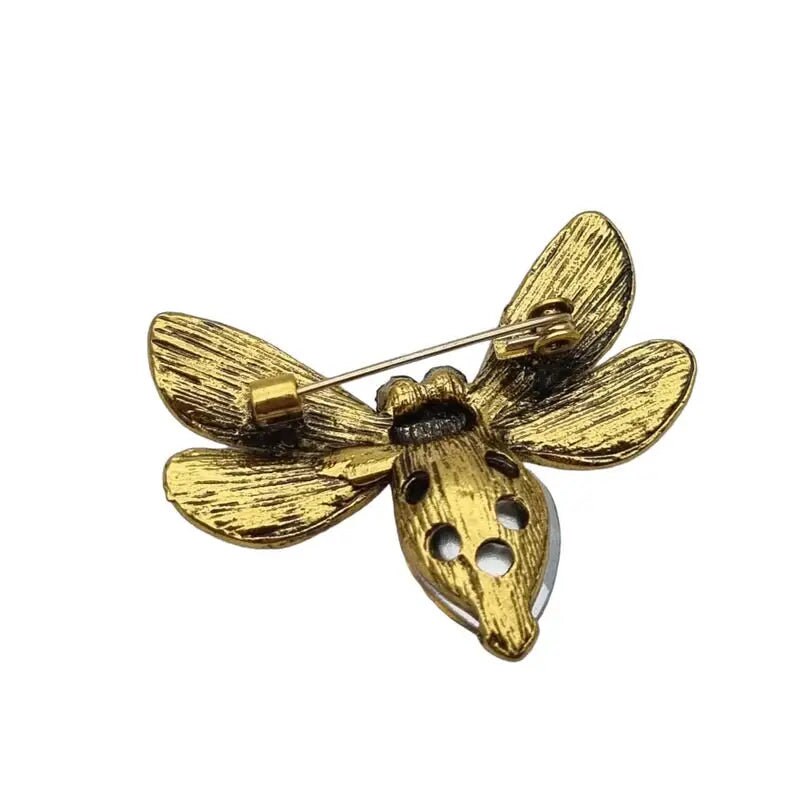 Costume jewelery bee brooch, yellow and green pin, Circa 2000, Antique and vintage jewelry. image 5