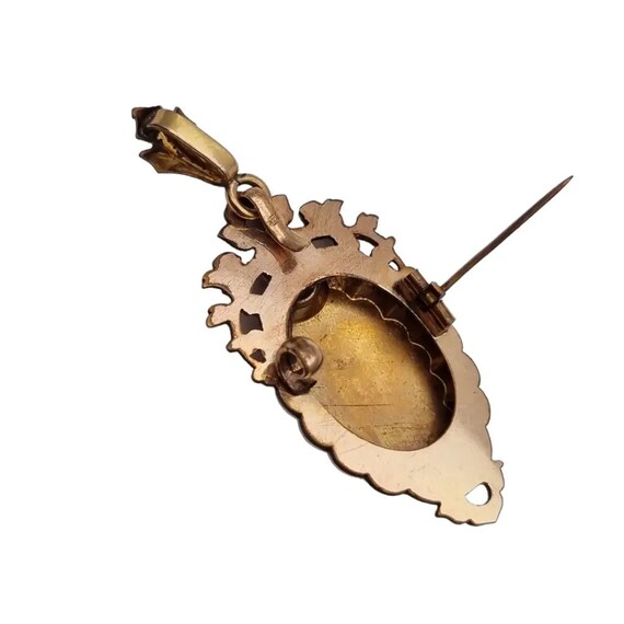 Victorian Medallion Pendant, vintage gold floral … - image 9