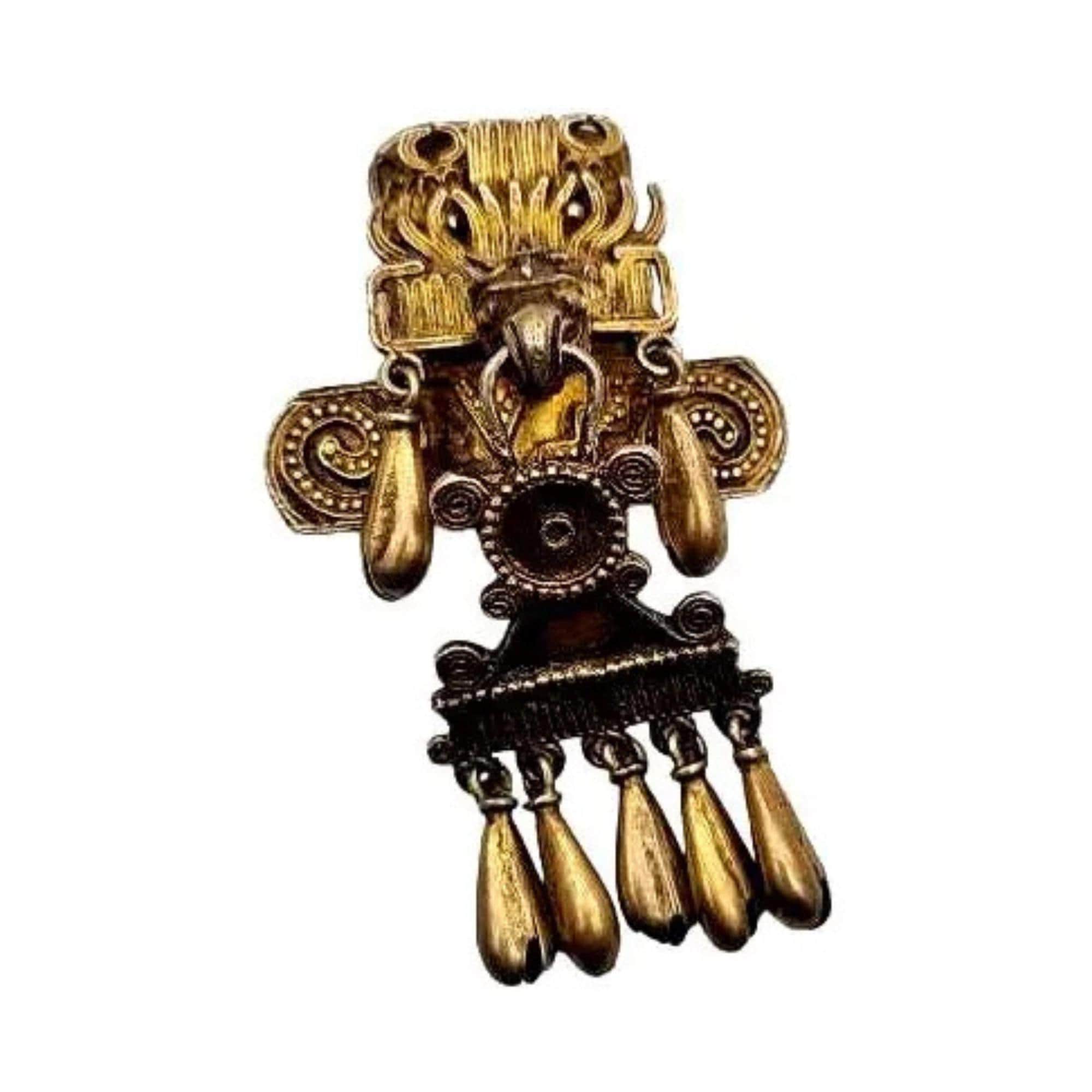 Mixtec Aztec Jewelry, Silver Brooch, Zoomorphic Representation of