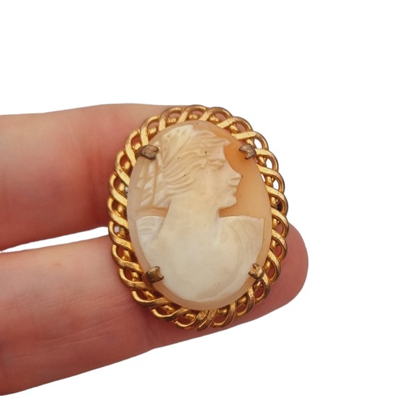 Antique Carved Shell Cameo Brooch for Women, Hand… - image 2