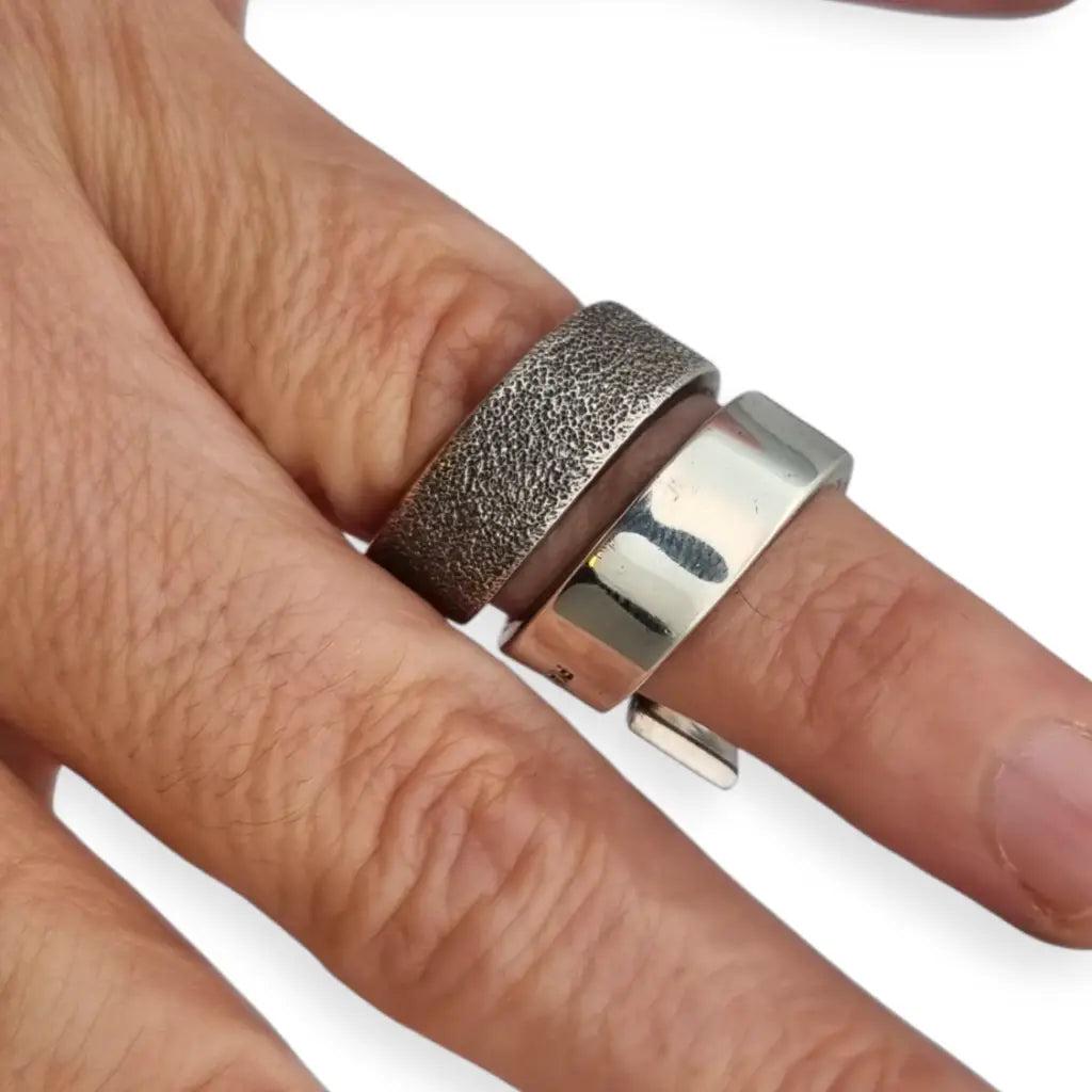 Pianegonda 925 Silver Ring, Italian Avant-garde Textured Jewelry