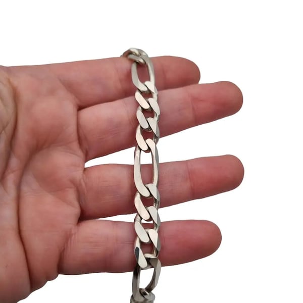 Solid silver link chain bracelet, gifts for silver lovers, OTC 925 Italy, Heavy bracelet. Antique and vintage jewelry.