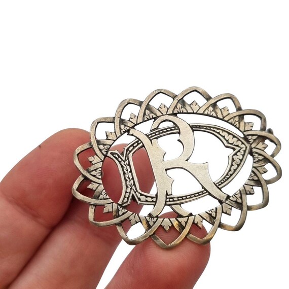 Antique brooch with openwork initials "DR" or "RD… - image 5