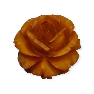 Vintage round rose brooch carved in brown bakelite, circa 1930, gifts for art deco collectors, Antique and Vintage jewelry.