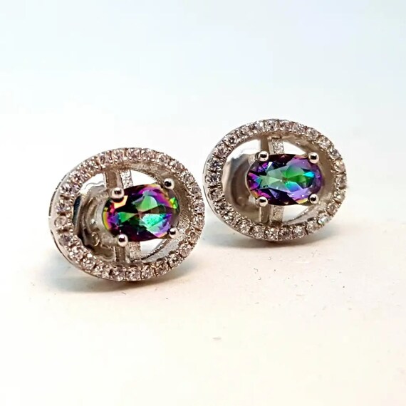 Silver earrings, sparkly stud earrings, glitter e… - image 4