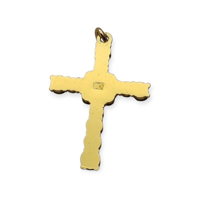 Vintage cross with garnet rhinestones and gold-tone metal religious style circa 1950 , Gifts for collectors, Antique and Vintage jewelry.