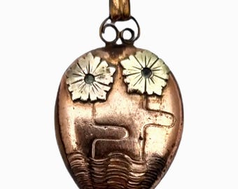 Victorian pendant, victorian gold woman jewelry, vintage pendant, horseshoe pendant, flower pendant, Antique & vintage jewelry.