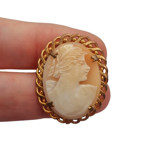 Antique Carved Shell Cameo Brooch for Women, Hand… - image 4