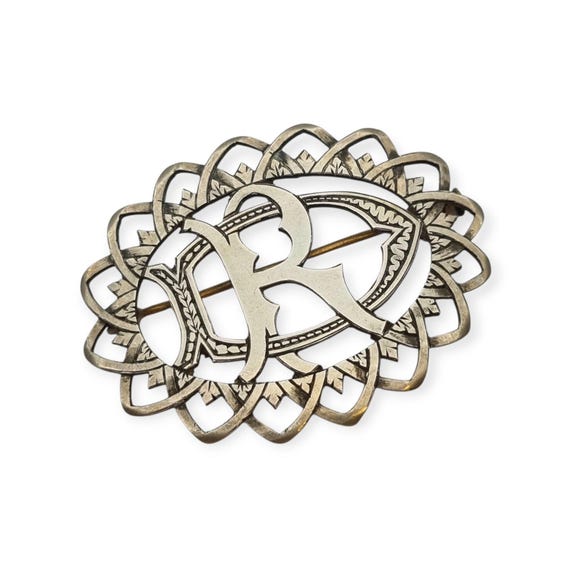 Antique brooch with openwork initials "DR" or "RD… - image 3