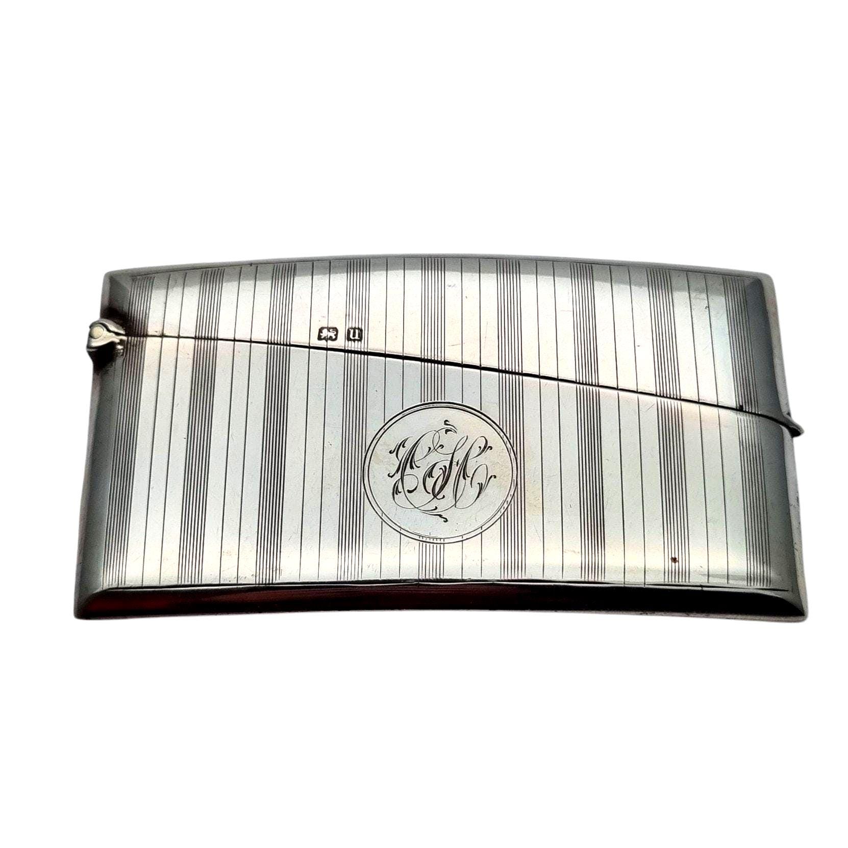 Antique Art Deco Silver Card Holder, WHS, William Henry Sparrow
