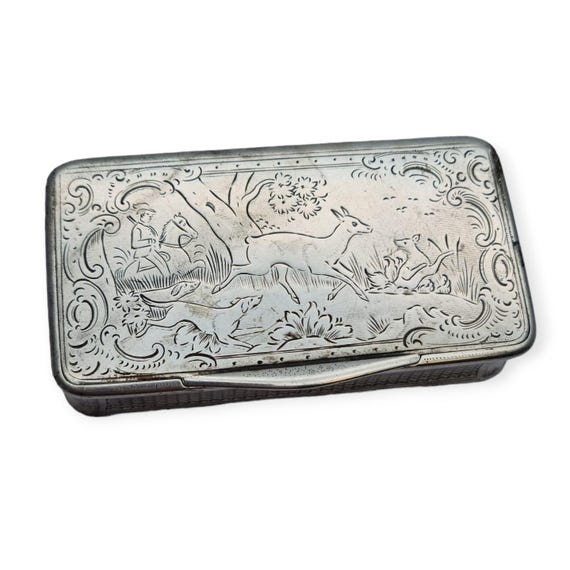 Antique and Rare Austrian Solid Silver Snuff Box … - image 1