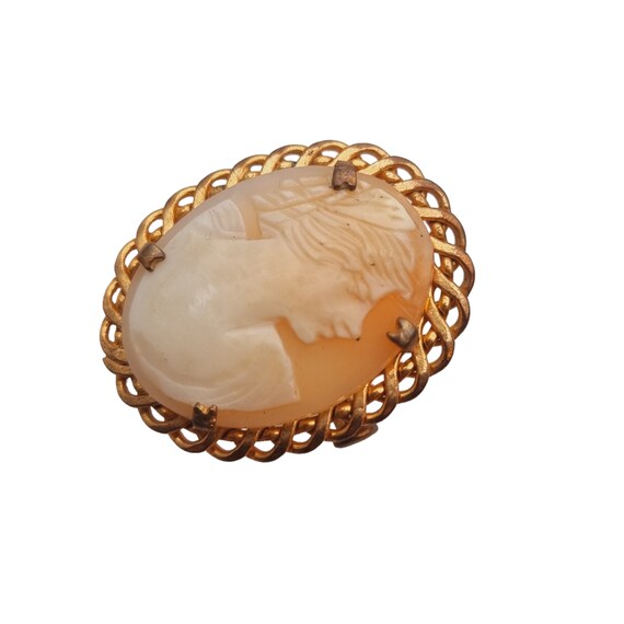 Antique Carved Shell Cameo Brooch for Women, Hand… - image 5