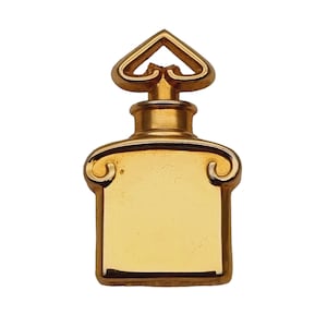 Vintage Guerlain golden pin Made in France, Parfum bottle, for collectors, antique and vintage jewelry.