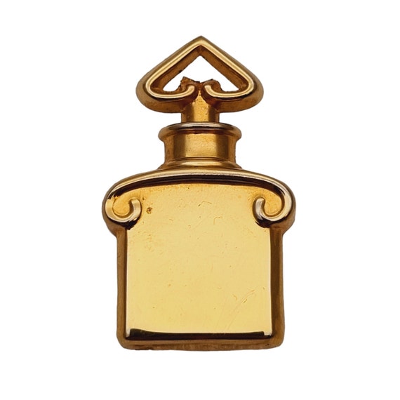 Vintage Guerlain golden pin Made in France, Parfum bottle, for collectors, antique and vintage jewelry.