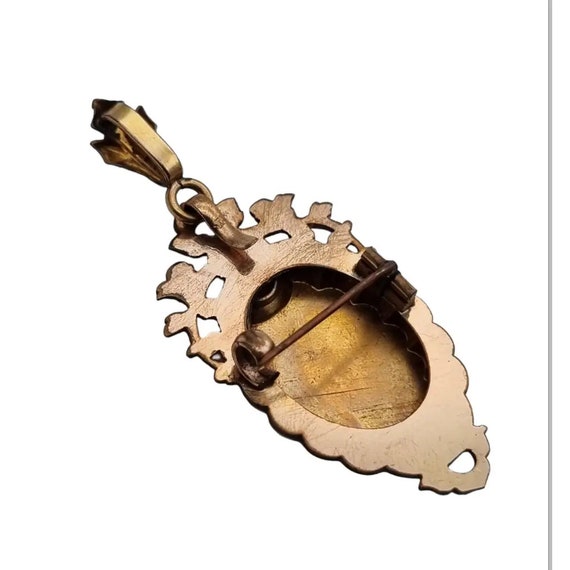 Victorian Medallion Pendant, vintage gold floral … - image 5
