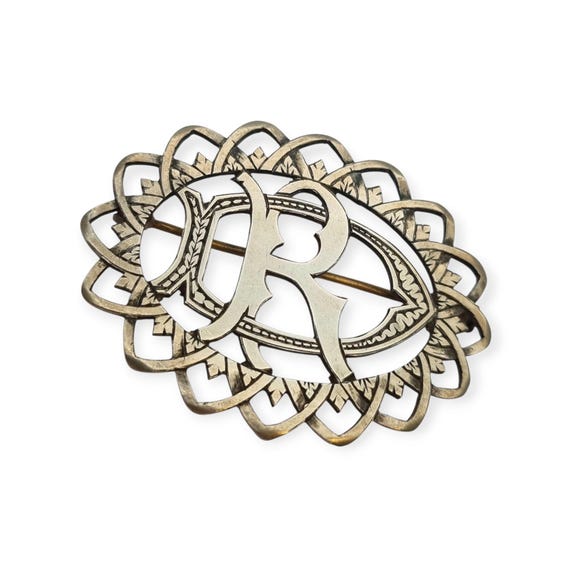 Antique brooch with openwork initials "DR" or "RD… - image 4
