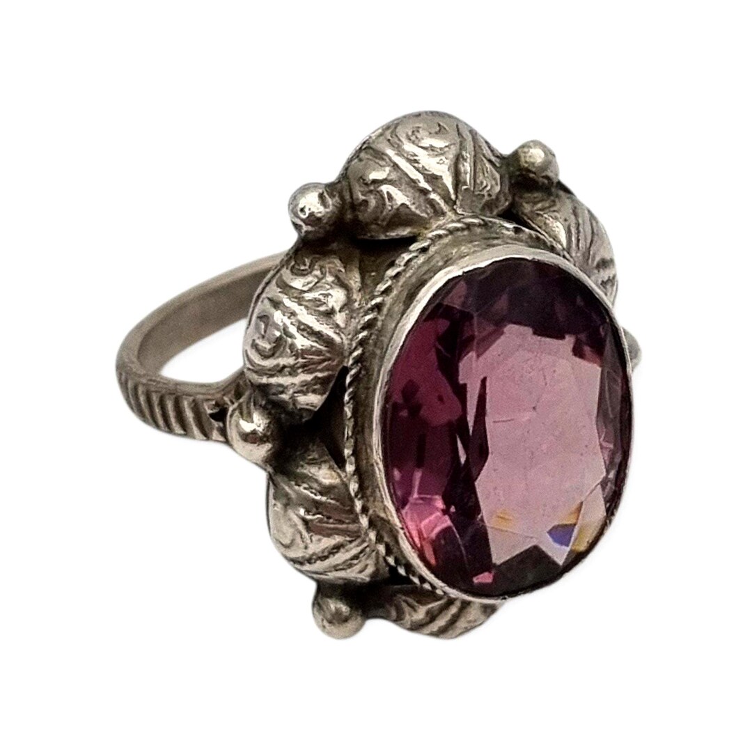 Silver Collector Rings Antique Art Deco Silver Ring With Faceted Oval Lilac Stone, 1940s-50s ...