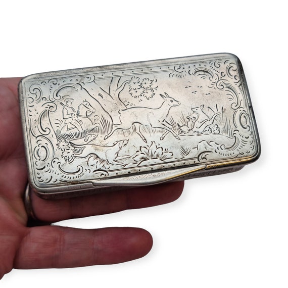 Antique and Rare Austrian Solid Silver Snuff Box … - image 2