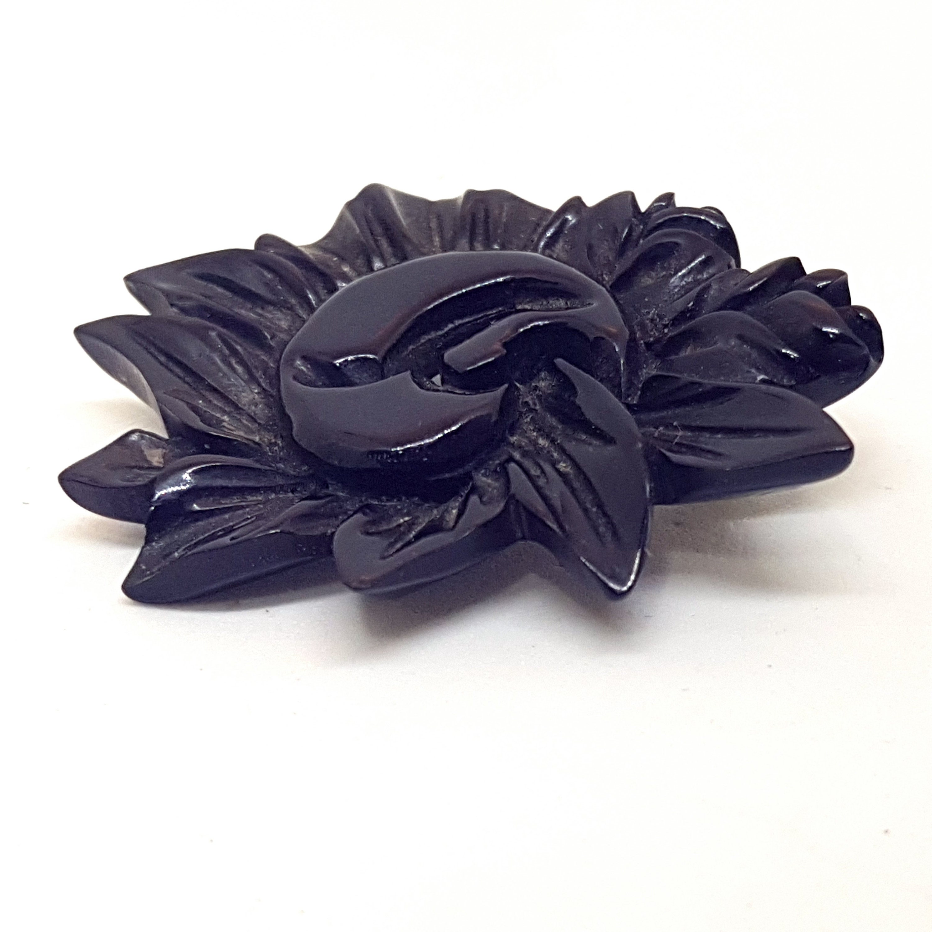 Carved Bakelite Brooch Black Color. Circa 1940. Antique & | Etsy