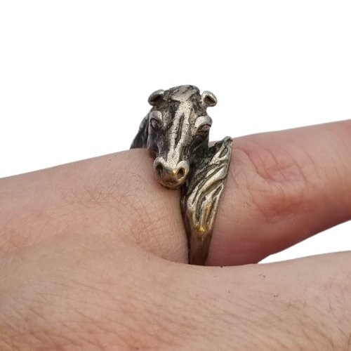 【美品】一点もの ヴィンテージシルバーリング horse 馬 F14 ヴィンテージ 925刻印 馬 ウマ ホース デザイン シルバー