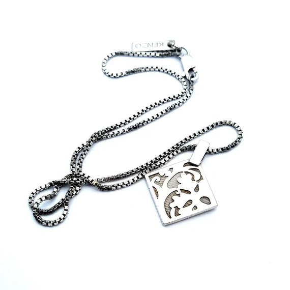 Kenzo Paris Sterling Silver Lariat Necklace Silver Pendant Kenzo