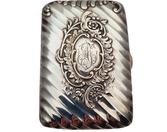 Antique modernist silver cigarette case, art nouveau wavy cigarette case for collectors, Circa 1900, Antique and vintage jewelry.