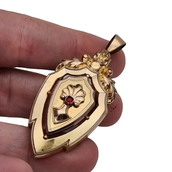Broche Ancienne Médaillon Victorienne Fin XIXe - Plaqué Or - Porte-souvenir