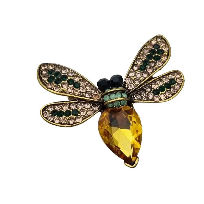 Costume jewelery bee brooch, yellow and green pin, Circa 2000, Antique and vintage jewelry. image 4